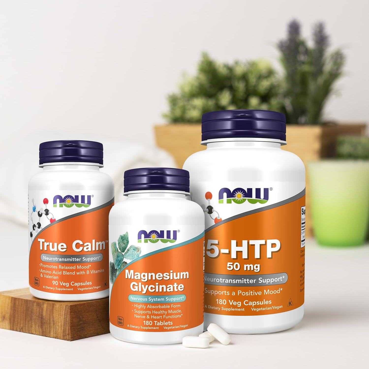 NOW Foods True Calm with Magnesium, GABA, B Vitamins and More, 90 Vegan Capsules - görsel 7