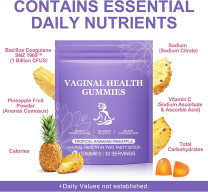Premium Feminine Balance Gummies - Probiotic Gummies for Vaginal Health, Pineapple Flavour