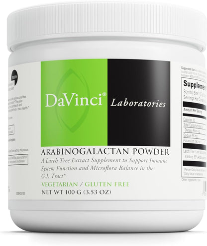 DAVINCI Labs Arabinogalactan Powder – Prebiotic Fibre Supplement for Immune and Gut Health (100 g)