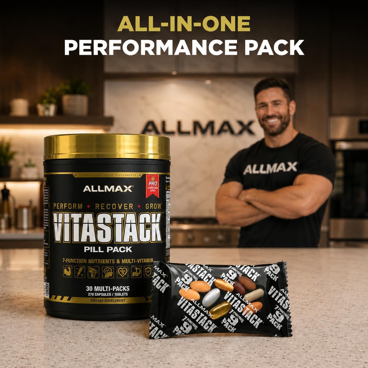 ALLMAX VITASTACK Multivitamin Sachets – 30 Daily Sachets with Omega-3, BCAAs & Enzymes - görsel 6