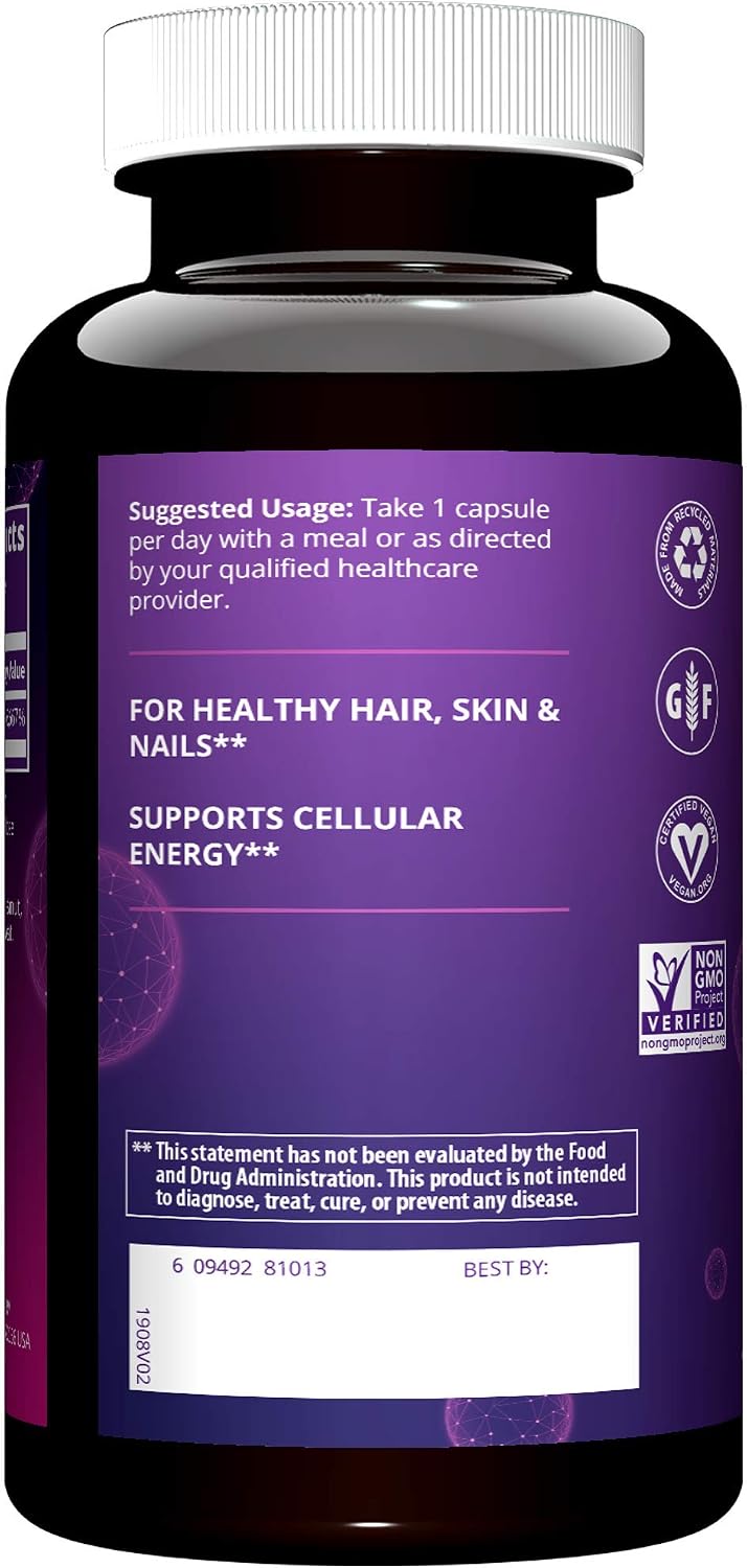 MRM Nutrition Biotin Capsules – 5000 mcg – 60 Servings | Vegan B7 Supplement for Hair, Skin and Nail Support - görsel 2