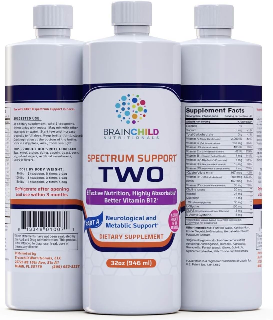 BrainChild Nutritionals Spectrum Support II P5P Liquid Multivitamin - Unflavoured, 16 oz (473 ml) - görsel 6