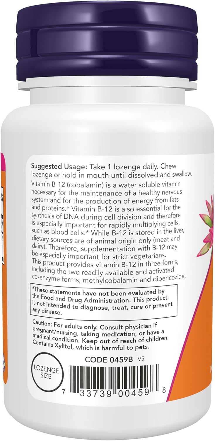 NOW Foods B-12 2000 mcg Lozenges – 100 Count - görsel 3