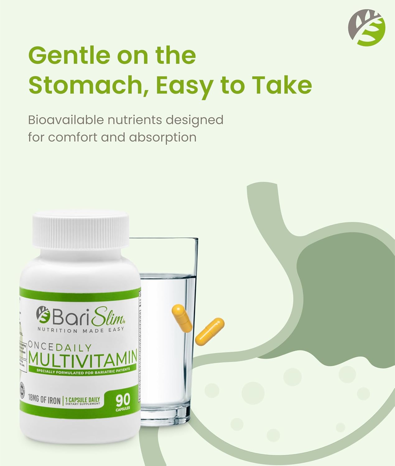BariSlim Once Daily Bariatric Multivitamin Capsule - 18mg of Iron - 90 Day Supply - görsel 4