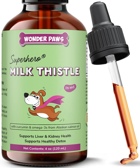 Wonder Paws Milk Thistle for Dogs – Liver Support with Curcumin & Salmon Oil (120 ml)