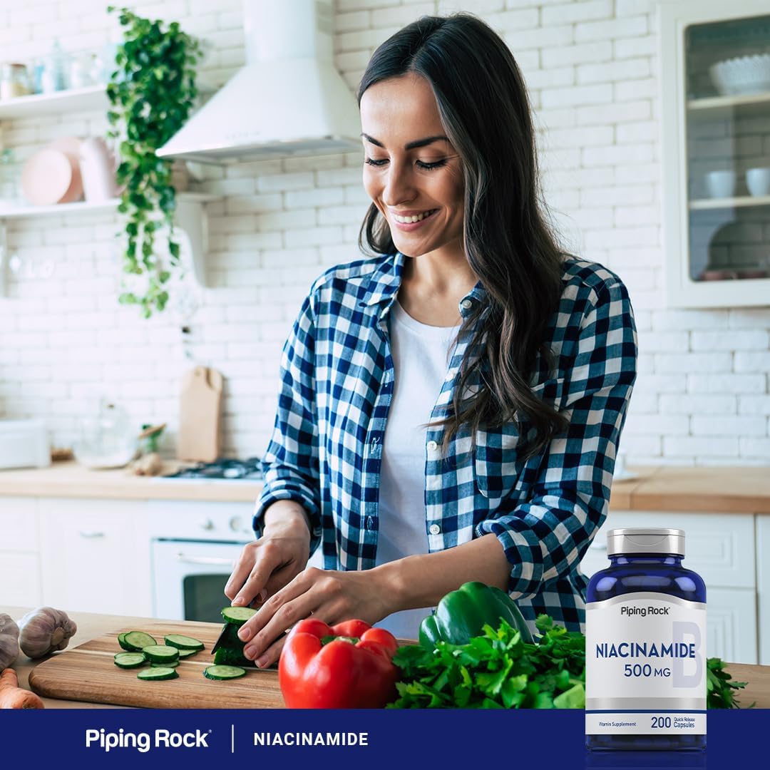 Piping Rock Niacinamide 500mg | 200 Capsules | Vitamin B3 Supplement - görsel 6
