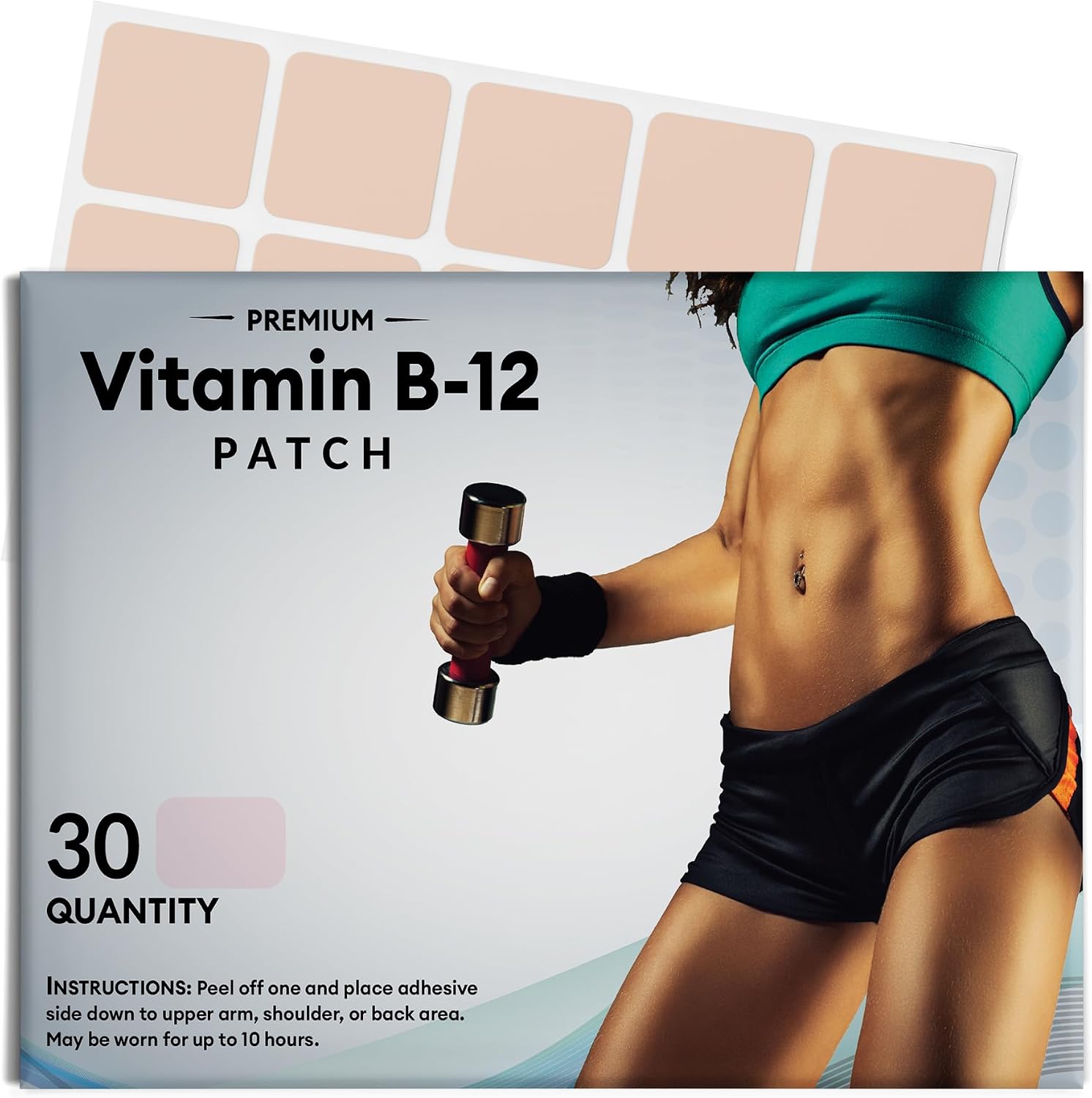 Vitamin B12 Patch for Energy Plus – 30 Patches with Methylcobalamin & Guarana - görsel 1