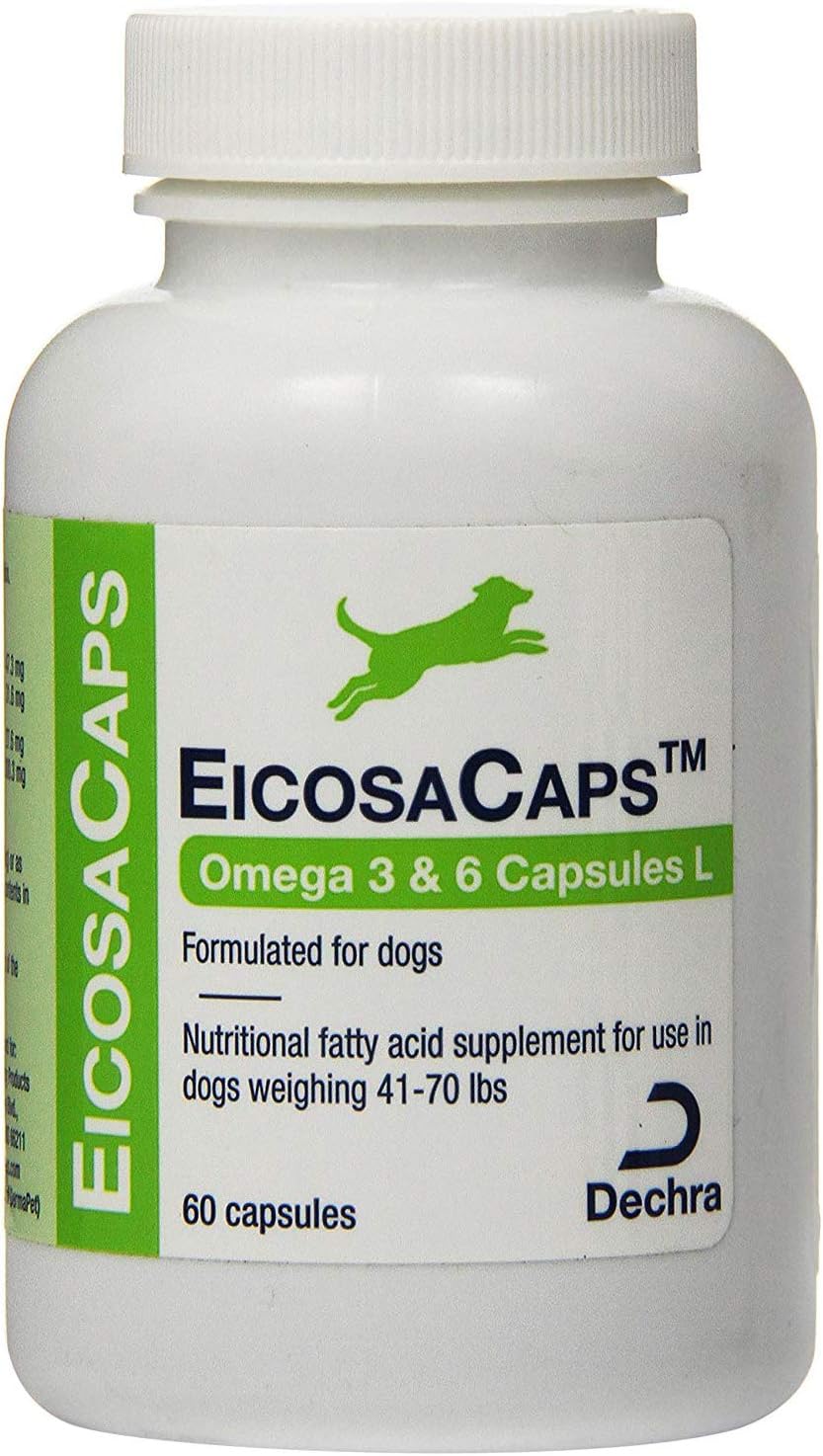 Dechra EicosaCaps Omega-3 & Omega-6 Capsules L, for Dogs 40-70 lbs (18-32 kg), 60 Capsules (1810054) - görsel 1
