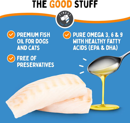 100% Pure Fish Oil for Dogs & Cats (1,545mg Omega-3 per 5ml Teaspoon) 946ml