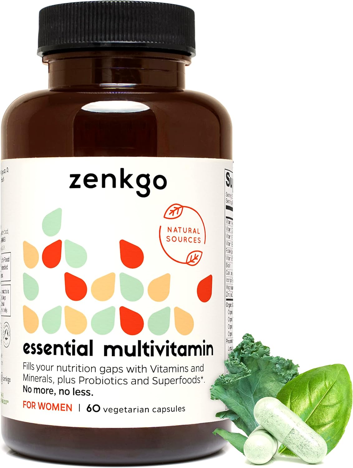 Zenkgo Women's Vitamins + Probiotics 25B CFU with Organic Whole Foods - görsel 1