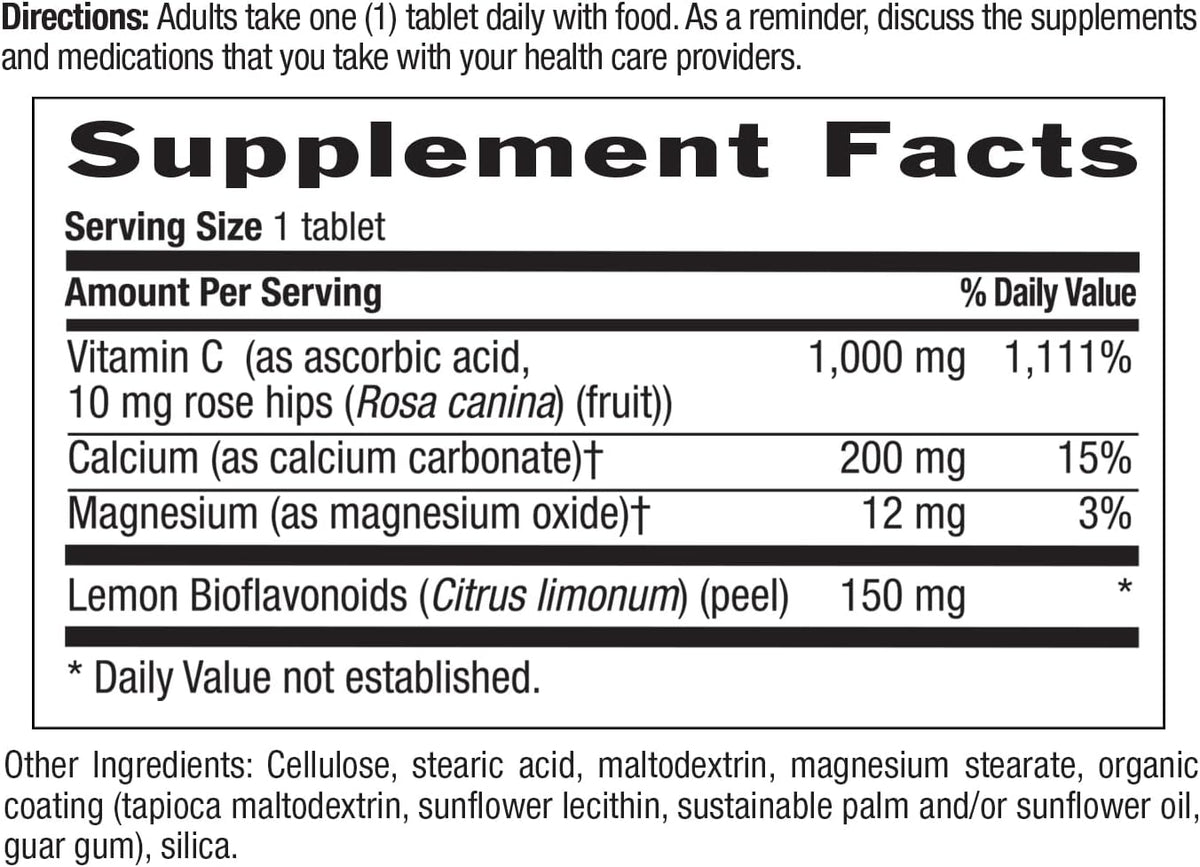 Country Life Buffered Vitamin C 1000mg with Bioflavonoids, Calcium, Magnesium, Potassium - Immune Support, Vegan, Gluten-Free - 250 Tablets - görsel 7
