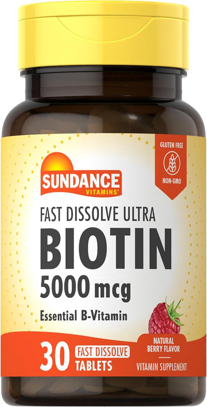 Sundance Fast Dissolve Biotin 5000mcg - 30 Tablets, Natural Berry Flavour