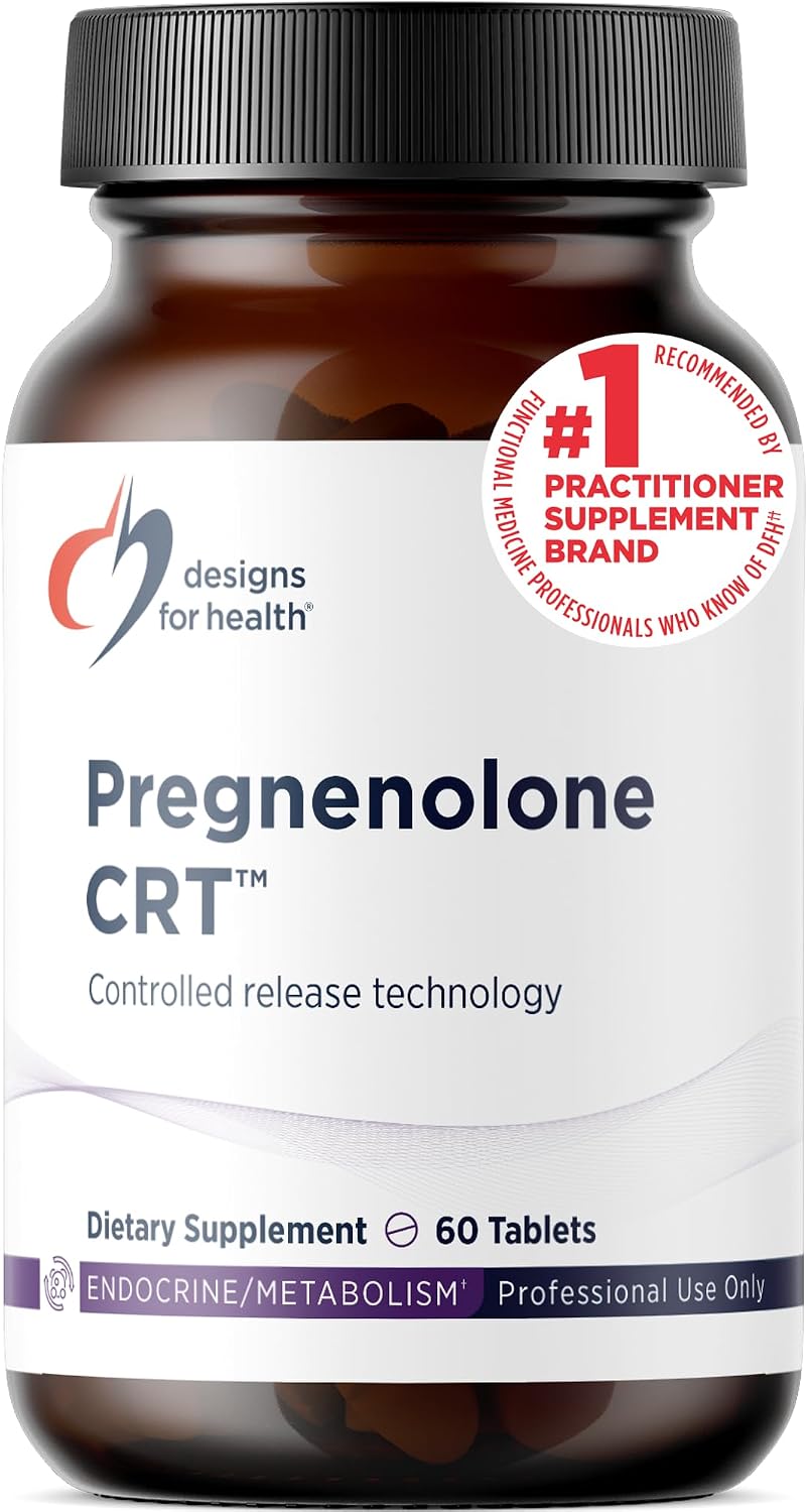 Designs for Health Pregnenolone CRT - 30mg Controlled/Time Release Pregnenolone (10–12 Hour) - Hormone Precursor for Women and Men - Vegan + Non-GMO (60 Tablets) - görsel 1