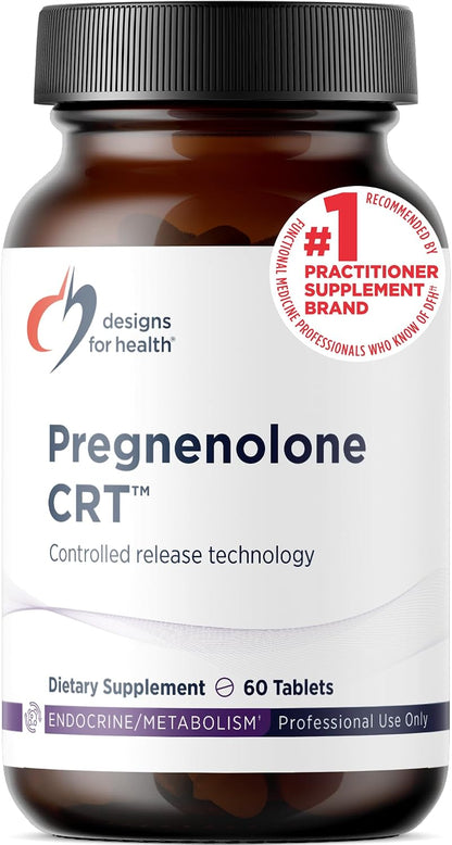 Designs for Health Pregnenolone CRT - 30mg Controlled/Time Release Pregnenolone (10–12 Hour) - Hormone Precursor for Women and Men - Vegan + Non-GMO (60 Tablets)