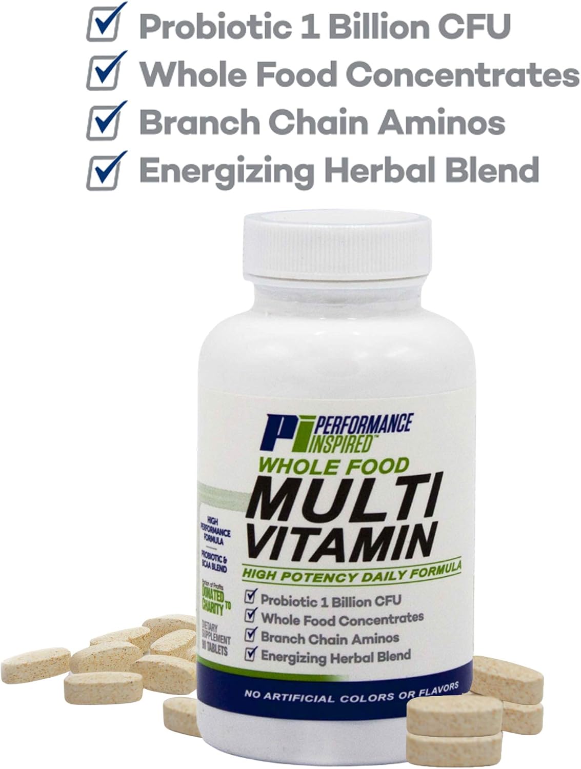 Performance Inspired Nutrition Whole Food Multi Vitamin with Probiotics, BCAAs, and Herbal Complex – 90 Tablets - görsel 6