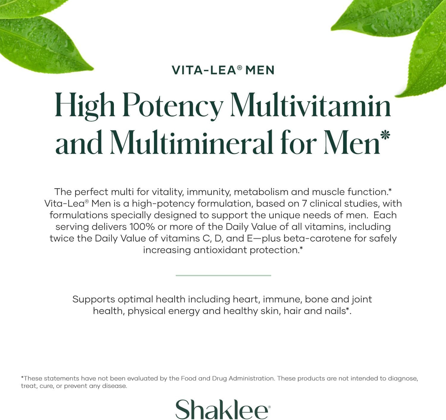 Shaklee Vita-Lea® Men High Potency Multivitamin and Multimineral - With Vitamin C, D, and E for Healthy Bones, Immune Support, and Cell Protection - 240 Tablets - görsel 4