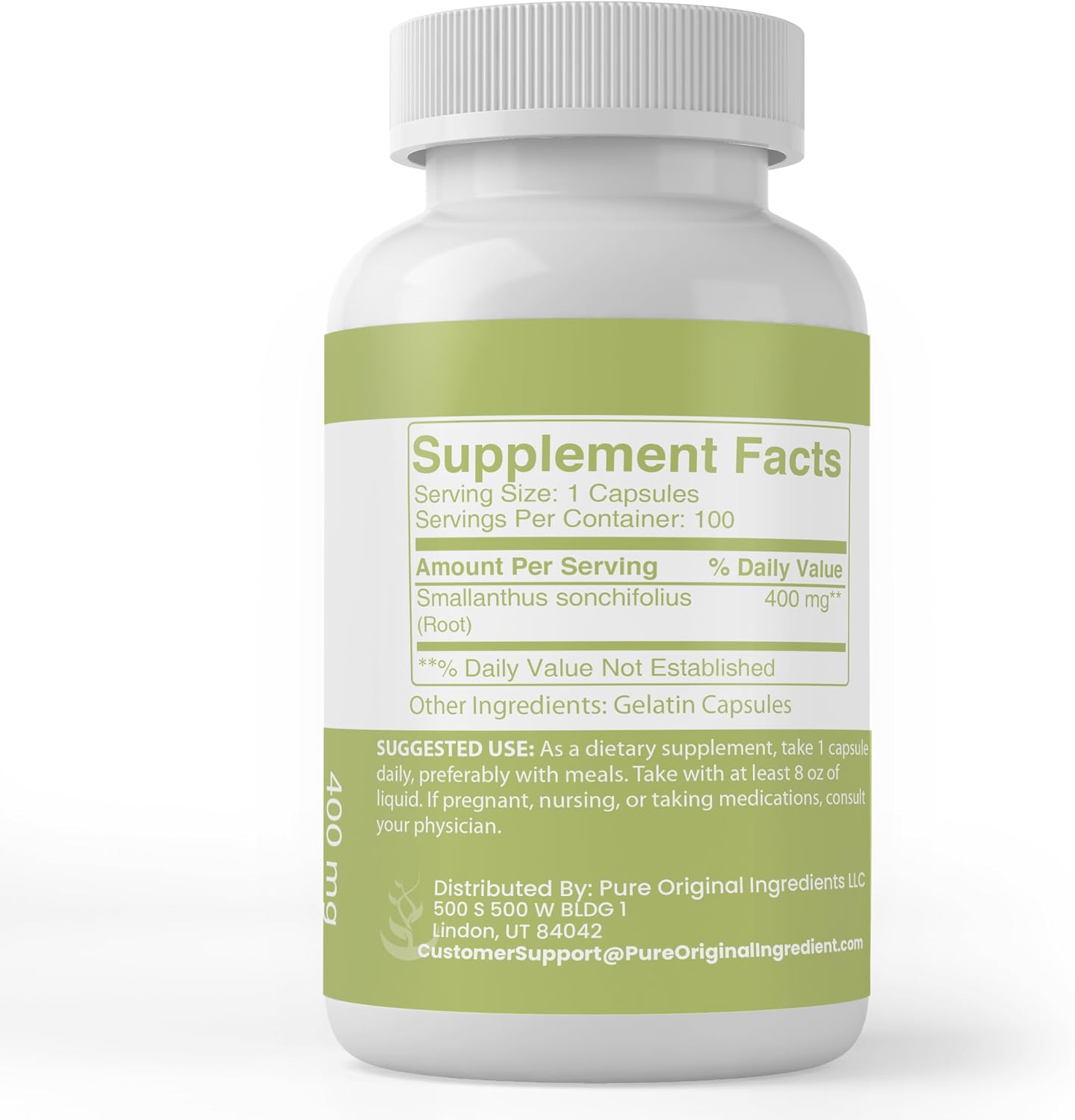 PURE ORIGINAL INGREDIENTS Yacon Root, (100 Capsules) Always Pure, No Additives Or Fillers, Lab Verified - görsel 2