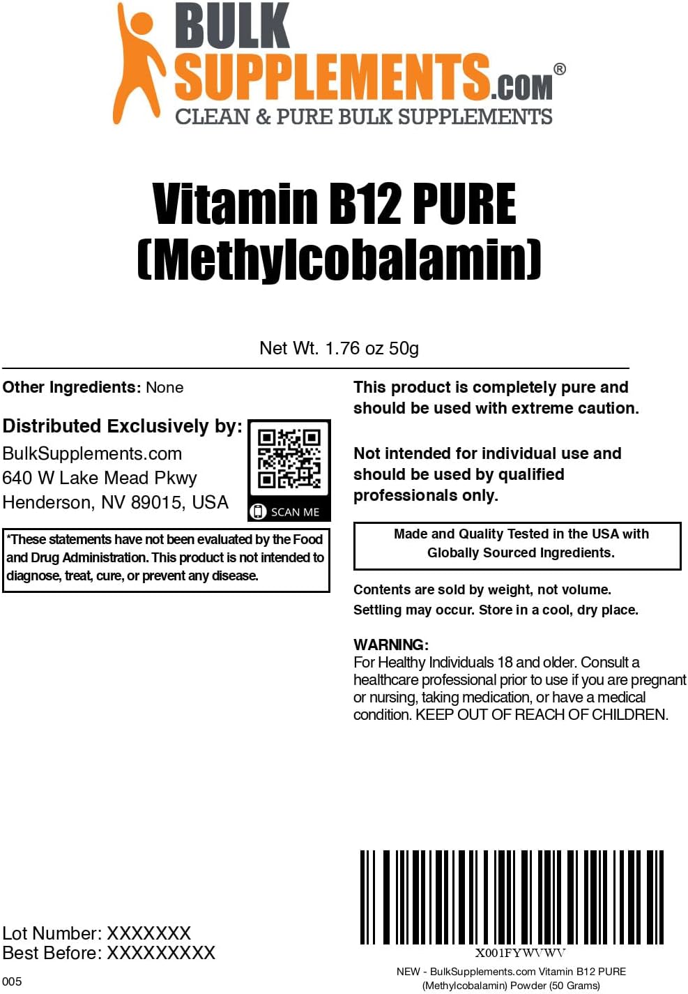 Methyl B12 (Methylcobalamin) Pure Powder, 200 mcg, 50 Grammes - görsel 2