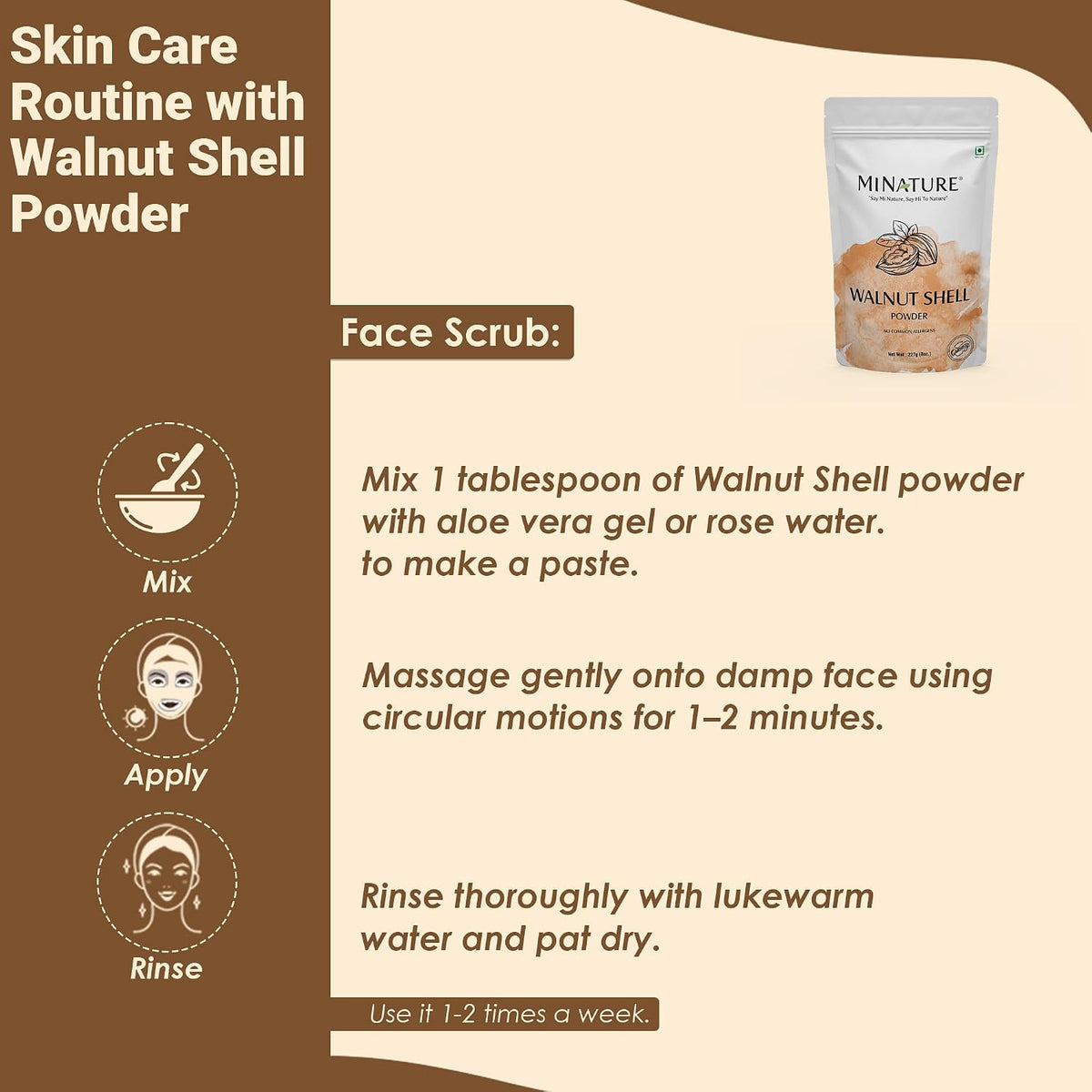 Natural Walnut Shell Powder with Resealable Zip Lock Pouch - No Silica or Artificial Additives for Homemade Natural Scrub, 227g - görsel 6