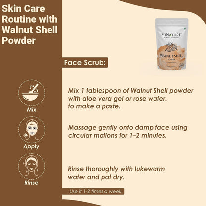 Natural Walnut Shell Powder with Resealable Zip Lock Pouch - No Silica or Artificial Additives for Homemade Natural Scrub, 227g