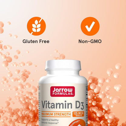 Jarrow Formulae Vitamin D3 125 mcg (5000 IU) Softgels – 100 Softgels