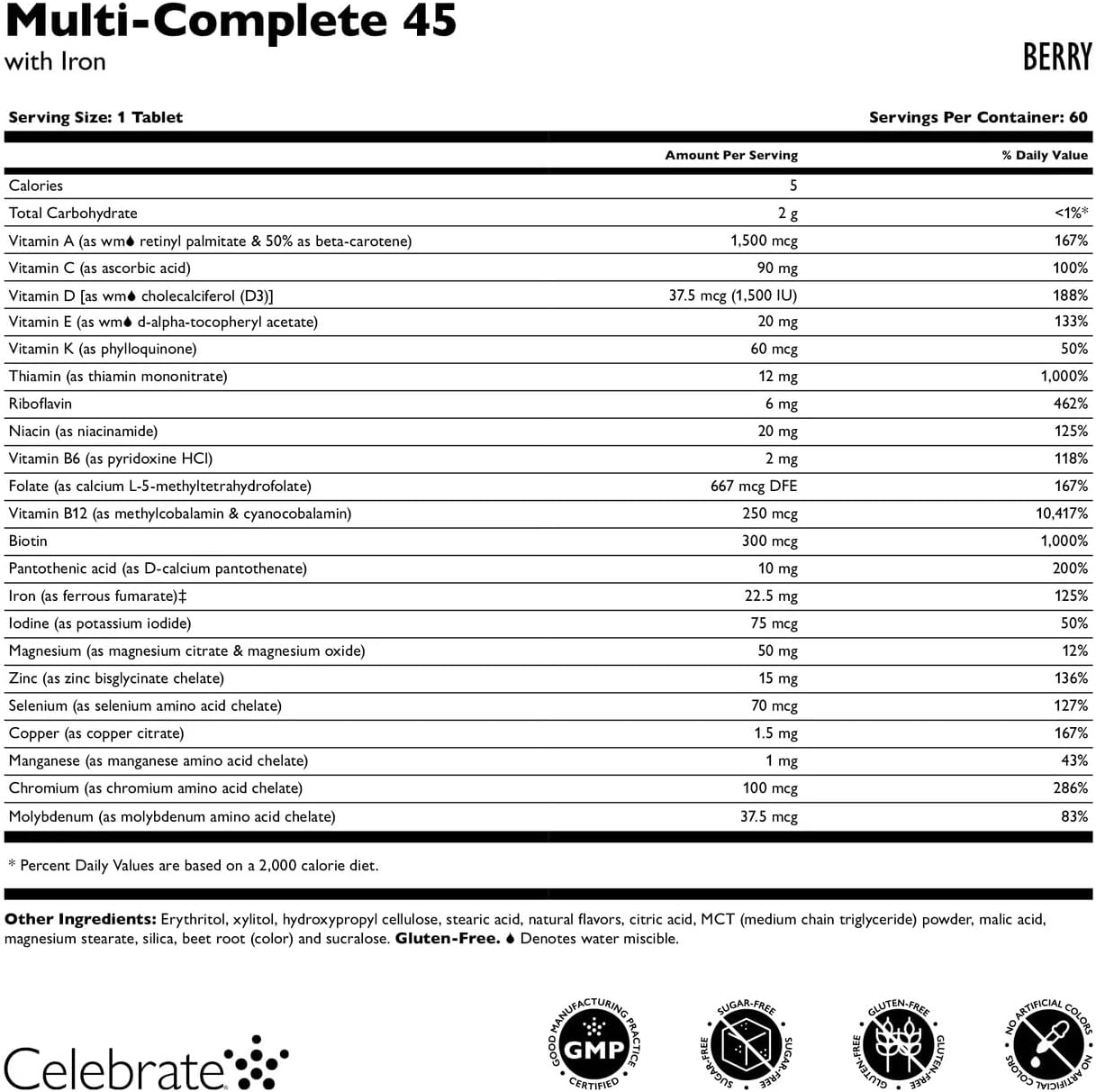 Celebrate Vitamins Multi-Complete Chewables with 45mg Iron – Berry (60 Tablets) - görsel 3