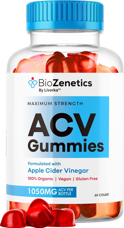 BioZenetics ACV Gummies 1050mg - Apple Cider Vinegar Food Supplement, 60 Gummies