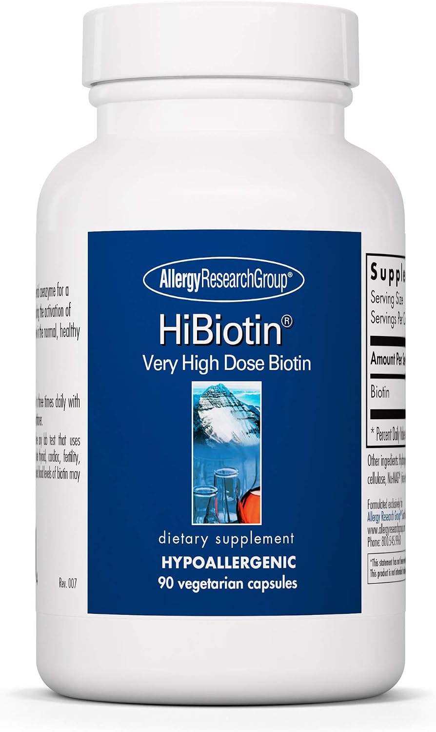Allergy Research Group HiBiotin - 100 mg Biotin Food Supplement, 90 Capsules - görsel 1