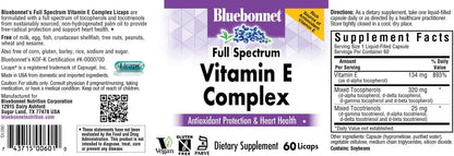 BlueBonnet Full Spectrum Vitamin E Complex 200 IU - Antioxidants Food Supplement for Immune and Skin Health with D-Alpha Tocopherols and D-Gamma Tocotrienols - Gluten-Free, Vegan - 60 Softgels