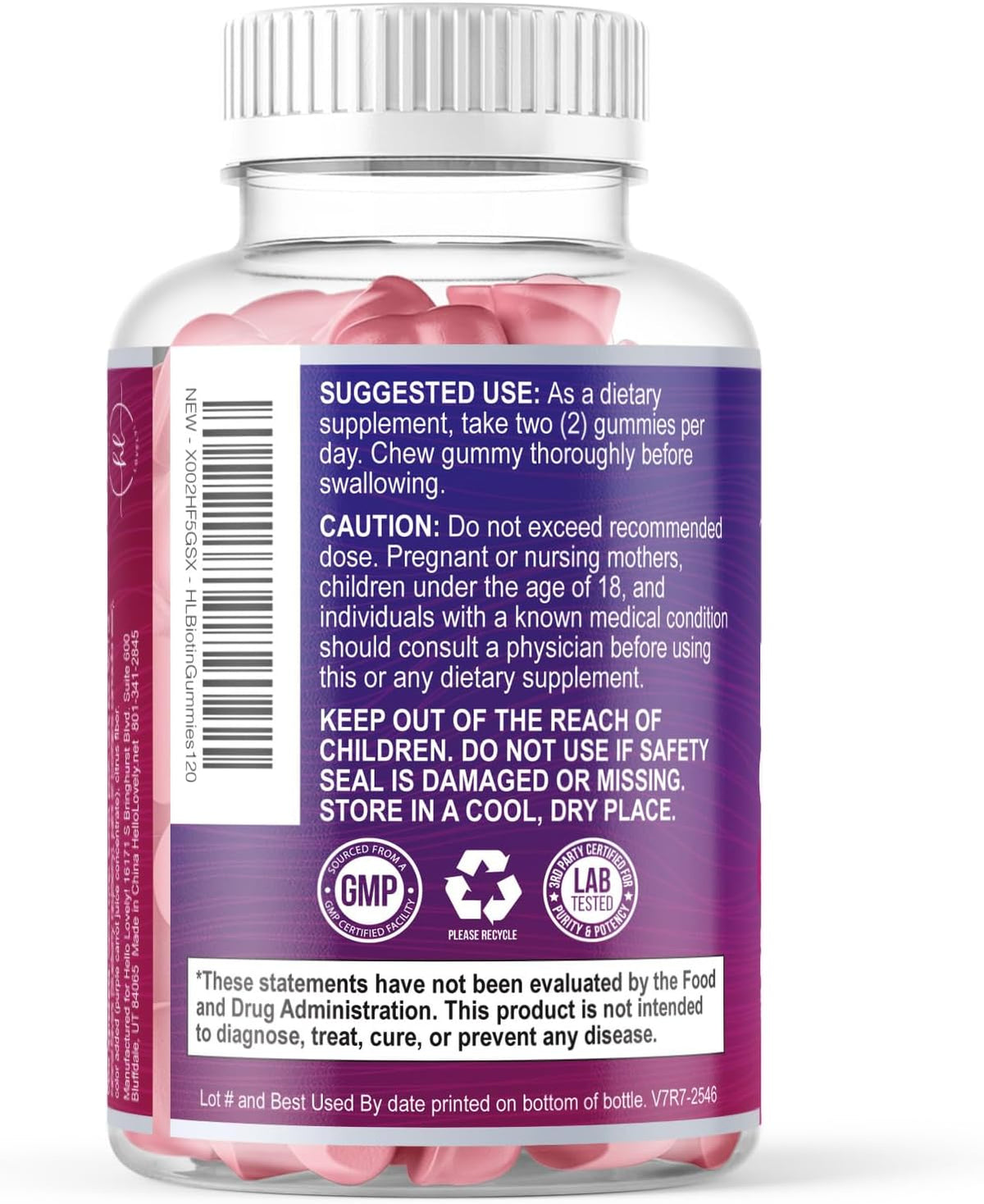 Hello Lovely! Hair Vitamins Gummies with Biotin 5000 mcg - Hair, Skin and Nails Support - 120 Gummies - görsel 8