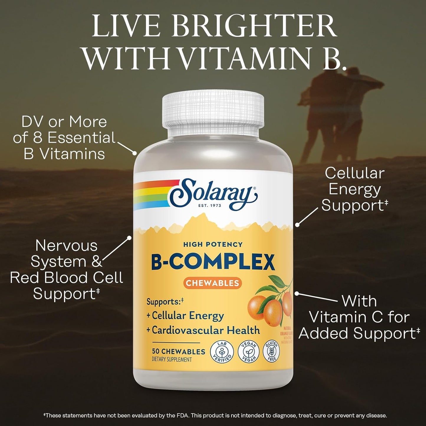 SOLARAY Vitamin B Complex Orange Chewable Tablets - görsel 3