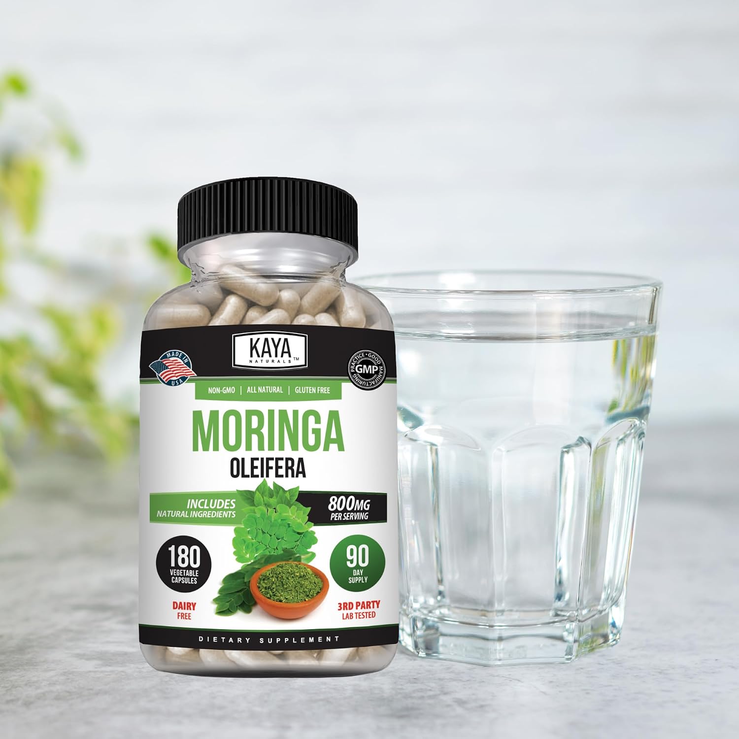 Kaya Naturals Moringa Leaf Extract - Complete Greens Superfood Supplement - Pure Miracle Tree Moringa - Boost Energy Naturally - Nutrient Dense Vitamins for Adult - 180 Veggie Count - görsel 7