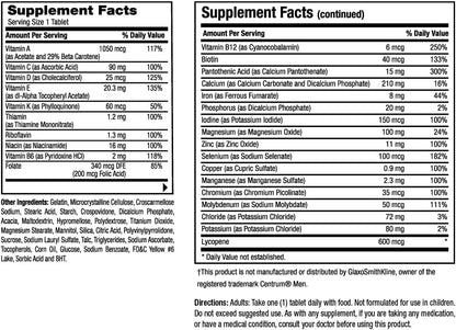 Earth's Splendor Men's Multivitamin with Vitamins D, C, B12, Zinc and Iron – 120 Tablets