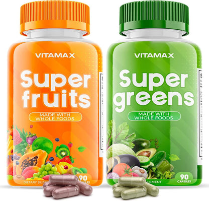 Vitamax Super Fruit and Vegetable Supplements – 90 Vegetable + 90 Fruit Capsules