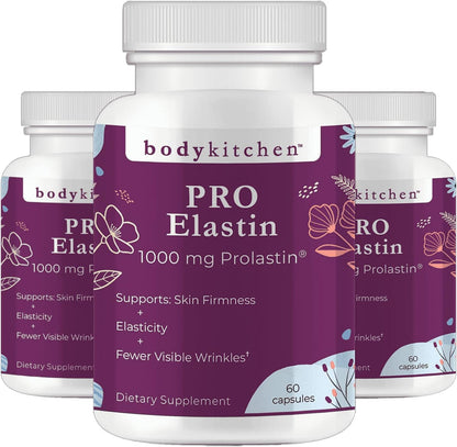 Body Kitchen Pro Elastin Peptides 1000mg – Marine-Derived Supplement for Skin Firmness and Elasticity, 60 Capsules (Pack of 2)