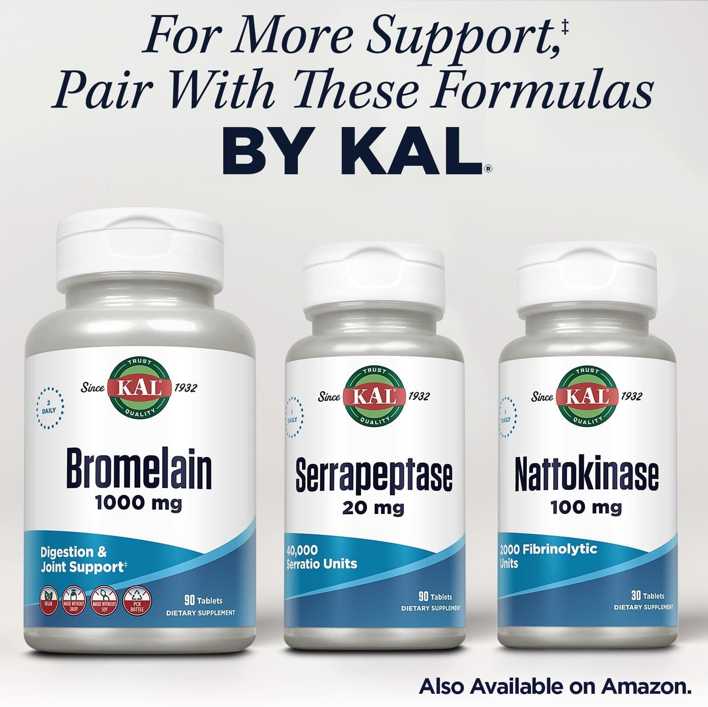 KAL Serrapeptase 20 mg - Proteolytic Digestive Enzymes - 90 Enteric Coated Tablets - görsel 6