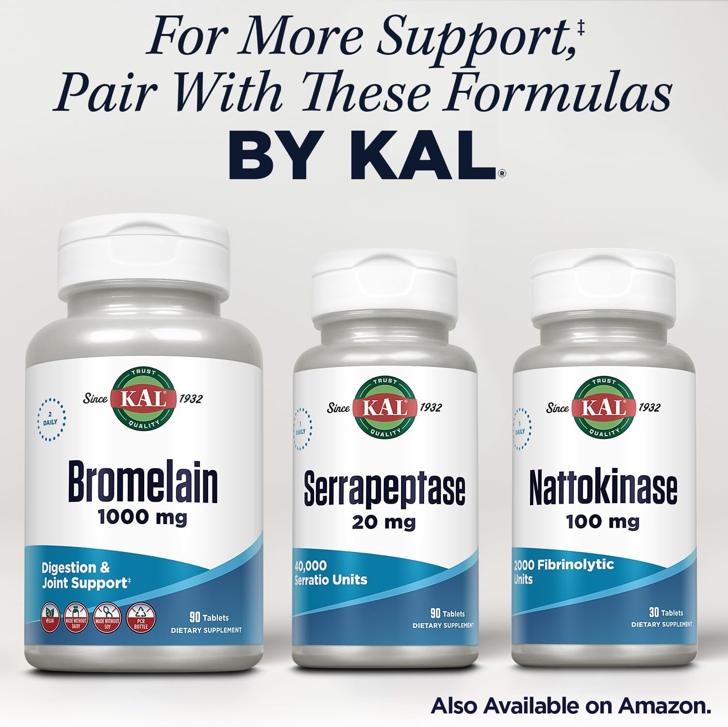 KAL Serrapeptase 20 mg - Proteolytic Digestive Enzymes - 90 Enteric Coated Tablets - görsel 6