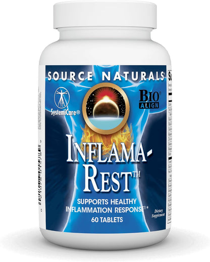 Source Naturals Inflama-Rest - Herbal & Mineral Blend with Turmeric, Boswellia, Ginger, Quercetin - Supports Relaxation and Mobility - 30 Tablets
