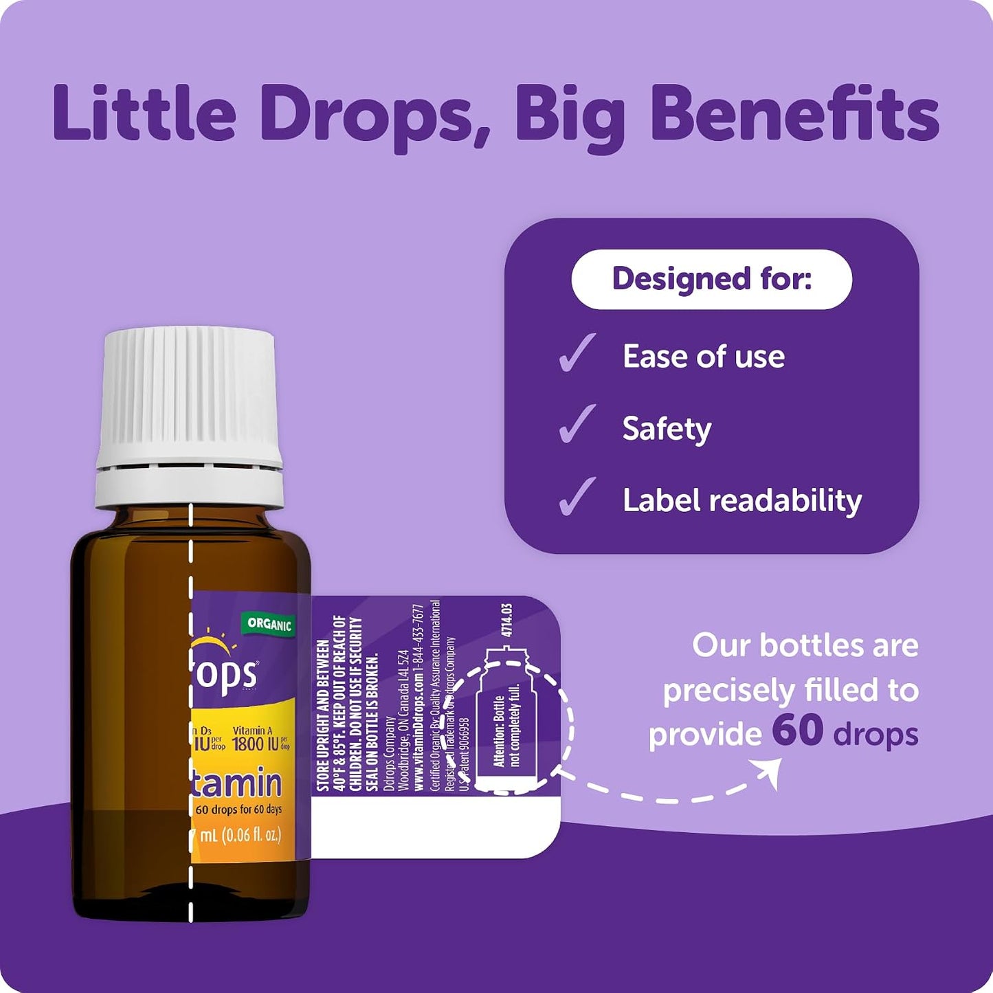 Ddrops® Kids Organic Liquid Vitamins A & D – 60 Drops - görsel 2