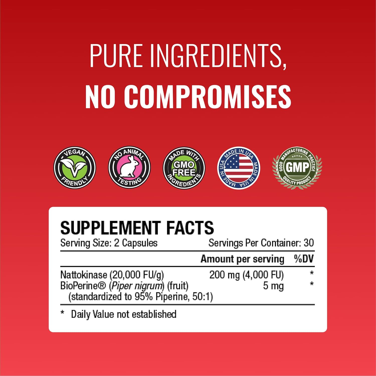 Approved Science Nattokinase - 4,000 FU - 200 mg - Free from Vitamin K2 - Contains BioPerine - One Month Supply - Vegan, Non-GMO - 360 Capsules - görsel 6