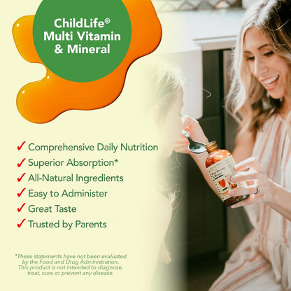 CHILDLIFE ESSENTIALS Kids Multivitamin & Mineral - Liquid Multivitamin for Children, Natural Orange & Mango Flavour, 237 ml (Pack of 2)