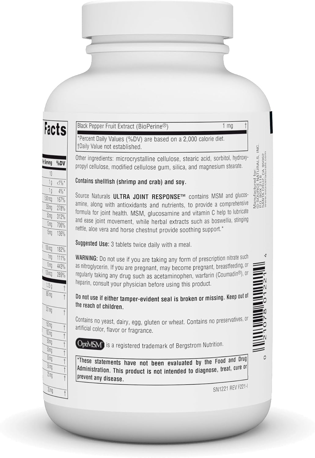 Source Naturals Ultra Joint Response, Glucosamine & MSM, Supports Joint Health* - 180 Tablets - görsel 3