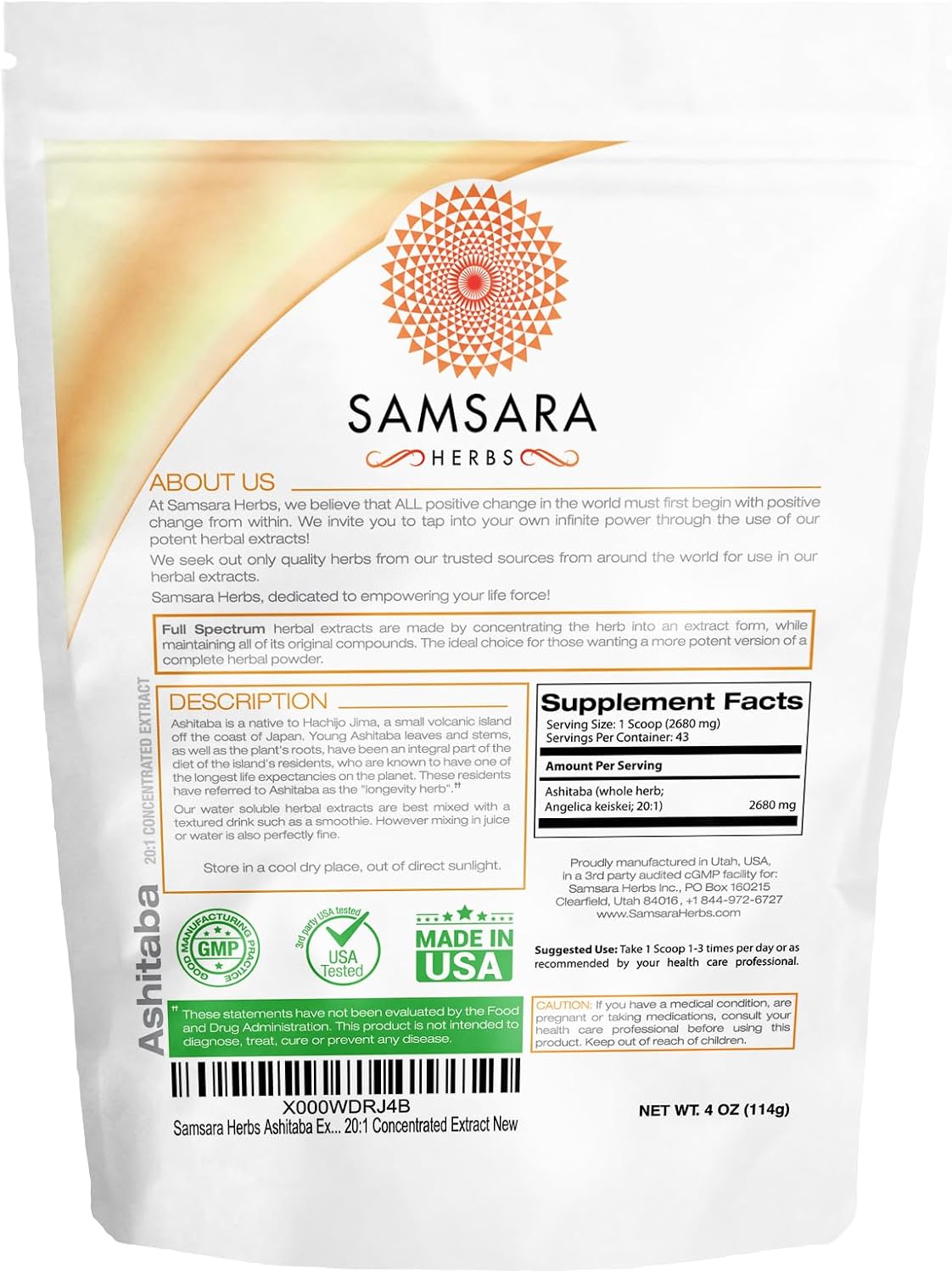 Samsara Herbs Ashitaba Extract Powder (4oz/114g) - 20:1 Concentrated Extract - görsel 2