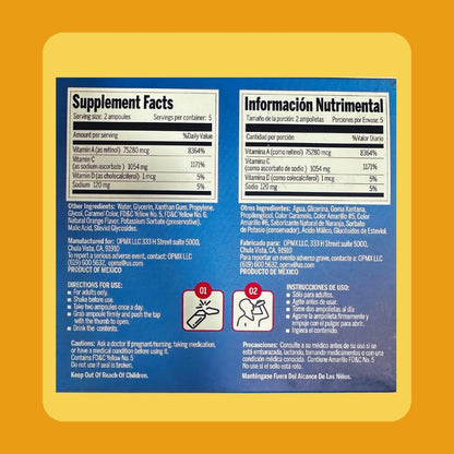 Aderogripa Immune Support Vitamins C, A & D Liquid Supplement, Natural Orange Flavour, 10 x 10ml Ampoules