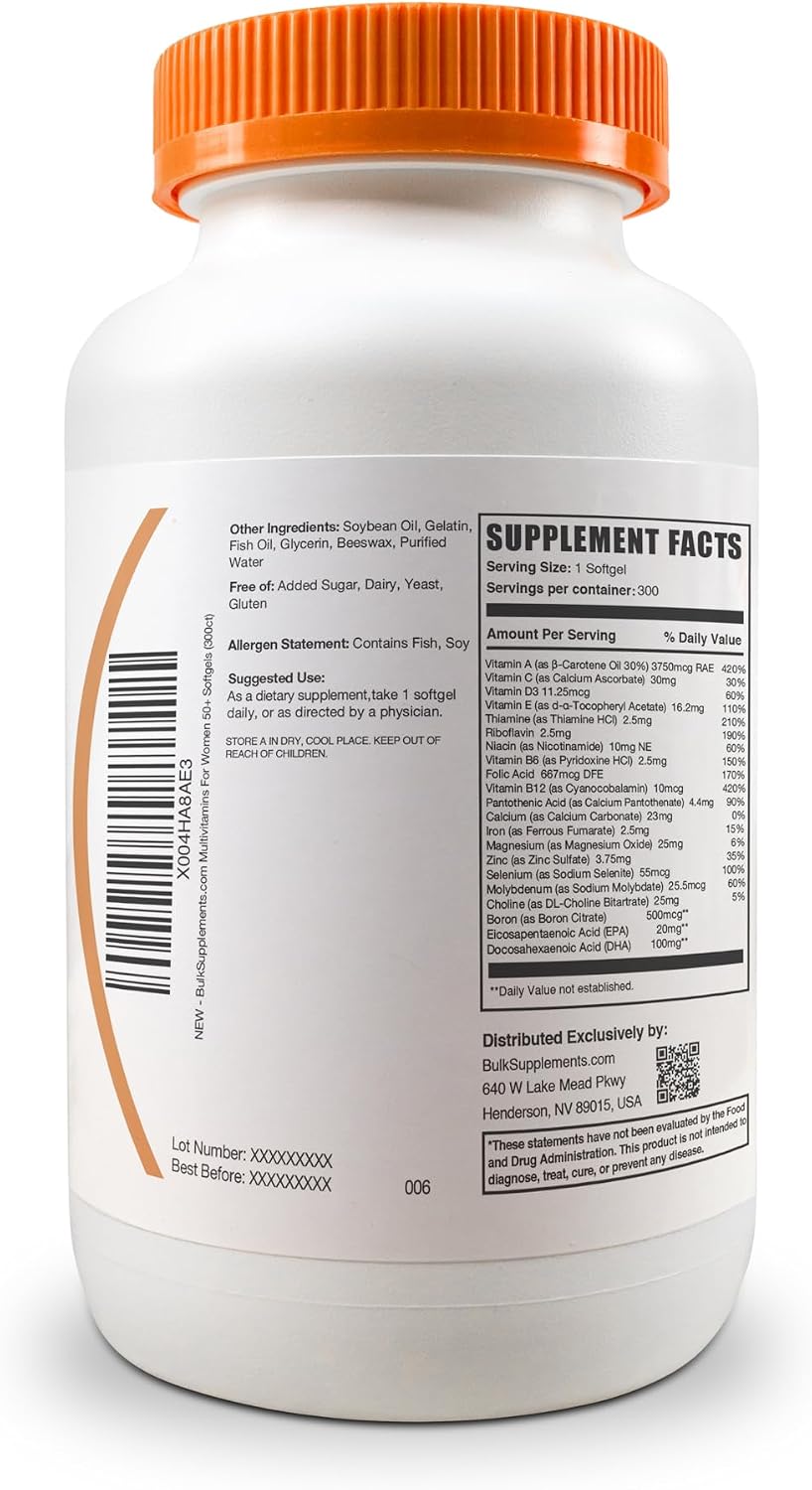 BulkSupplements.co.uk Multivitamin for Women 50+ Soft gel capsules - 300 Count - görsel 7