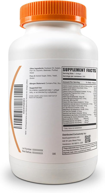 BulkSupplements.co.uk Multivitamin for Women 50+ Soft gel capsules - 300 Count