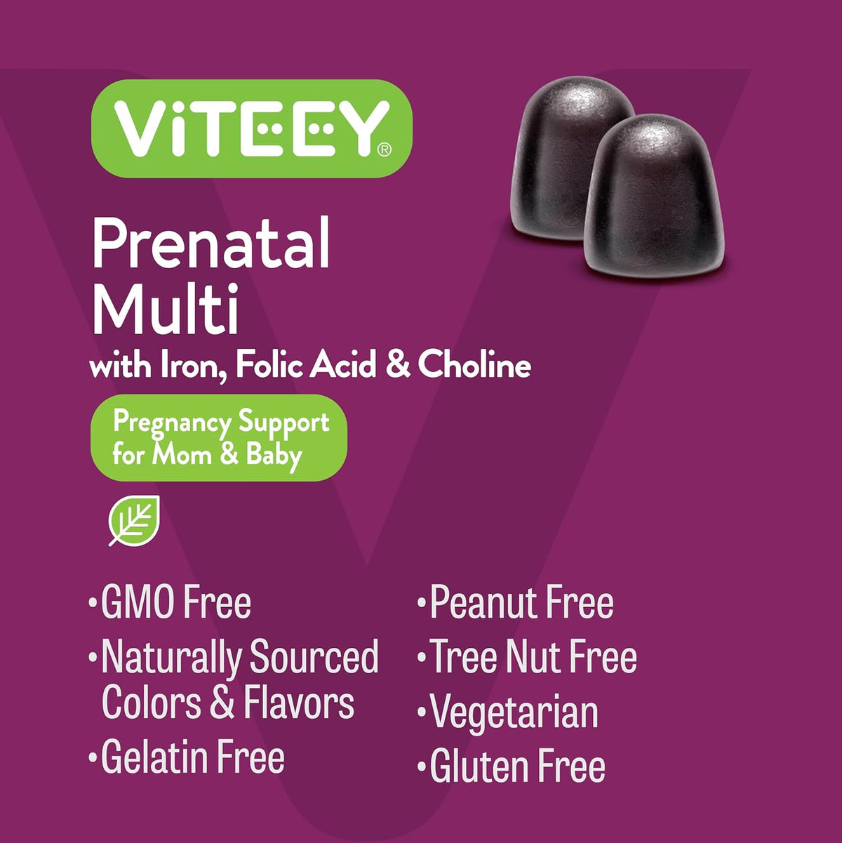 Viteey Prenatal Gummies with Iron, Folic Acid & Choline - 60 Count - görsel 5