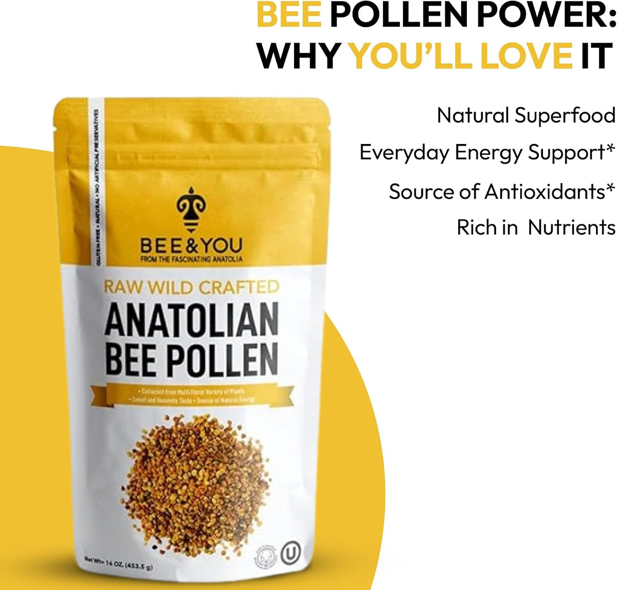 Bee and You Bee Pollen Granules, 454g (1lb) Bag, 100% Pure Natural Supplement - görsel 6