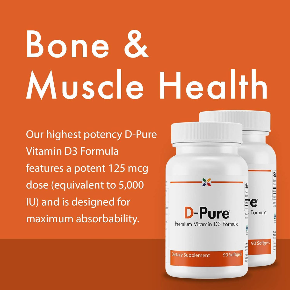 D-Pure Formula Vitamin D3 5000 IU – 125 mcg with Safflower Oil – 90 Soft gel capsule Capsules - görsel 3