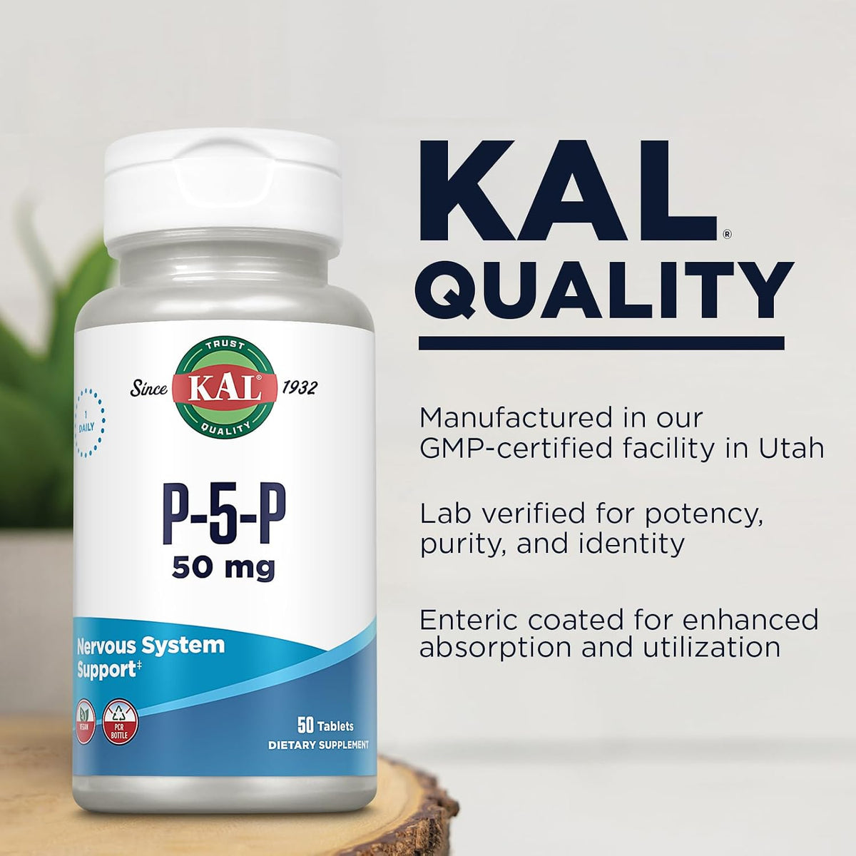KAL Vitamin B6 Pyridoxal-5-Phosphate 50 mg Tablets, 50 Count - görsel 4